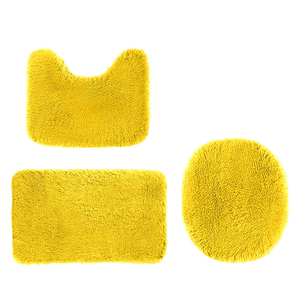 PALIFEUR Bathroom Rugs Sets, Non-Slip Bath Mat Set 3 Piece, Soft Comfortable Washable Bathroom Mat Set, Quicker Dry Bathroom Rug with Toilet Rug Yellow.