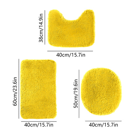 PALIFEUR Bathroom Rugs Sets, Non-Slip Bath Mat Set 3 Piece, Soft Comfortable Washable Bathroom Mat Set, Quicker Dry Bathroom Rug with Toilet Rug Yellow.