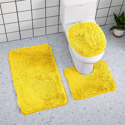 PALIFEUR Bathroom Rugs Sets, Non-Slip Bath Mat Set 3 Piece, Soft Comfortable Washable Bathroom Mat Set, Quicker Dry Bathroom Rug with Toilet Rug Yellow.