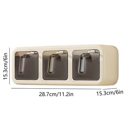 PALIFEUR Spice Jars Set, 3 Grids Spice Rack Seasoning Containers Set, Condiment Jars with Spice Drawer Organizer for Kitchen Khaki.