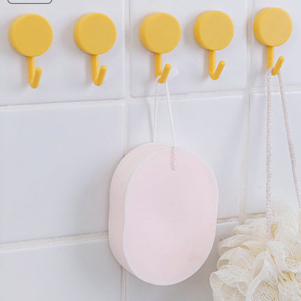 Clearance! PALIFEUR 12 Pcs Wall Hooks for Hanging, Circle Heavy Duty Hook, Self Adhesive Waterproof Transparent Towel Hooks, Adhesive Hooks for Bathroom Kitchen Home Wall Yellow.