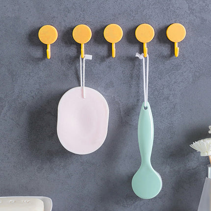 Clearance! PALIFEUR 12 Pcs Wall Hooks for Hanging, Circle Heavy Duty Hook, Self Adhesive Waterproof Transparent Towel Hooks, Adhesive Hooks for Bathroom Kitchen Home Wall Yellow.