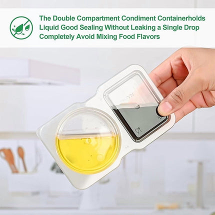 PALIFEUR 5 PCS Snack Containers Disposable Double Compartment Plastic Container, Reusable Snack Containers with Lids Travel Mini Snack Pack Containers for Condiments, Candy, Dip 10pc.