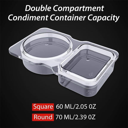 PALIFEUR 5 PCS Snack Containers Disposable Double Compartment Plastic Container, Reusable Snack Containers with Lids Travel Mini Snack Pack Containers for Condiments, Candy, Dip 10pc.