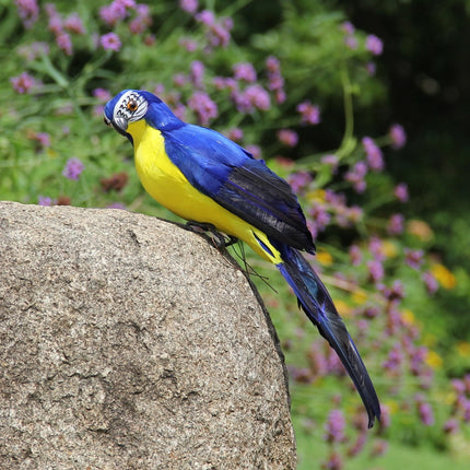 PALIFEUR Fake Parrot, 10 x 0.4 Inch Realistic Artificial Birds Model, Fade Birds for Garden Patio Yard Lawns Tropical Tree Wall, Decorative Birds BLUE.