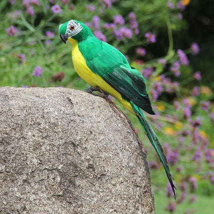 PALIFEUR Fake Parrot, 10 x 0.4 Inch Realistic Artificial Birds Model, Fade Birds for Garden Patio Yard Lawns Tropical Tree Wall, Decorative Birds Green.