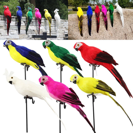 PALIFEUR Fake Parrot, 10 x 0.4 Inch Realistic Artificial Birds Model, Fade Birds for Garden Patio Yard Lawns Tropical Tree Wall, Decorative Birds Pink.