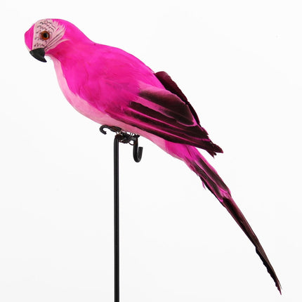 PALIFEUR Fake Parrot, 10 x 0.4 Inch Realistic Artificial Birds Model, Fade Birds for Garden Patio Yard Lawns Tropical Tree Wall, Decorative Birds Pink.