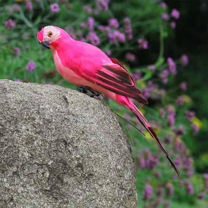 PALIFEUR Fake Parrot, 10 x 0.4 Inch Realistic Artificial Birds Model, Fade Birds for Garden Patio Yard Lawns Tropical Tree Wall, Decorative Birds Pink.
