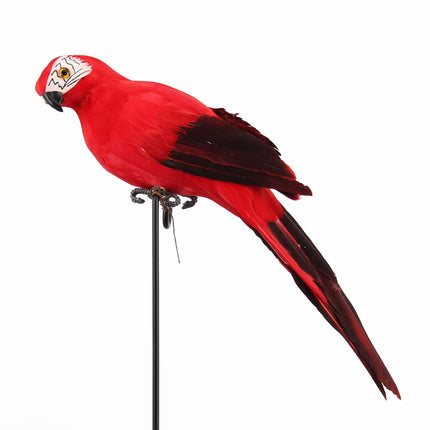 PALIFEUR Fake Parrot, 10 x 0.4 Inch Realistic Artificial Birds Model, Fade Birds for Garden Patio Yard Lawns Tropical Tree Wall, Decorative Birds Red.