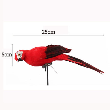 PALIFEUR Fake Parrot, 10 x 0.4 Inch Realistic Artificial Birds Model, Fade Birds for Garden Patio Yard Lawns Tropical Tree Wall, Decorative Birds Red.