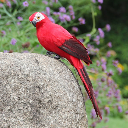 PALIFEUR Fake Parrot, 10 x 0.4 Inch Realistic Artificial Birds Model, Fade Birds for Garden Patio Yard Lawns Tropical Tree Wall, Decorative Birds Red.