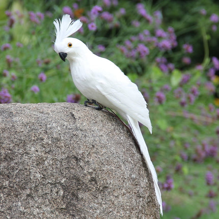 PALIFEUR Fake Parrot, 10 x 0.4 Inch Realistic Artificial Birds Model, Fade Birds for Garden Patio Yard Lawns Tropical Tree Wall, Decorative Birds White.