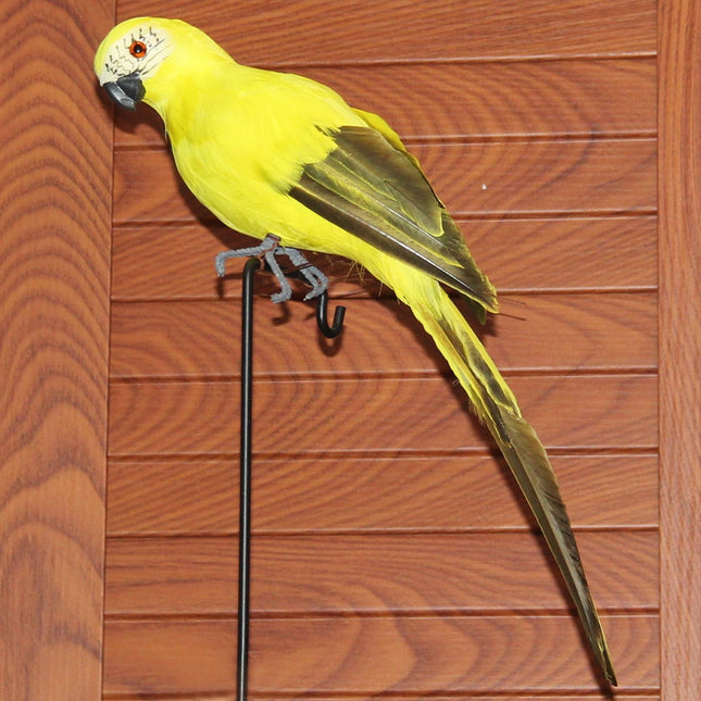 PALIFEUR Fake Parrot, 10 x 0.4 Inch Realistic Artificial Birds Model, Fade Birds for Garden Patio Yard Lawns Tropical Tree Wall, Decorative Birds Yellow.