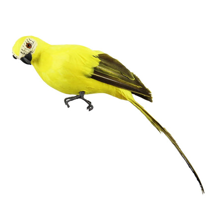 PALIFEUR Fake Parrot, 10 x 0.4 Inch Realistic Artificial Birds Model, Fade Birds for Garden Patio Yard Lawns Tropical Tree Wall, Decorative Birds Yellow.