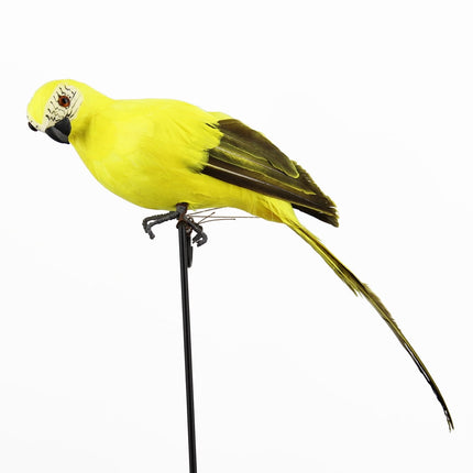 PALIFEUR Fake Parrot, 10 x 0.4 Inch Realistic Artificial Birds Model, Fade Birds for Garden Patio Yard Lawns Tropical Tree Wall, Decorative Birds Yellow.