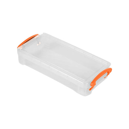 Tyidzon Plastic Pencil Case, Large Capacity Clear Pencil Box, Crayon Marker Box with Snap-Tight Lid, Plastic Pencil Cases, Pencil Box, Crayon Box Storage Orange.
