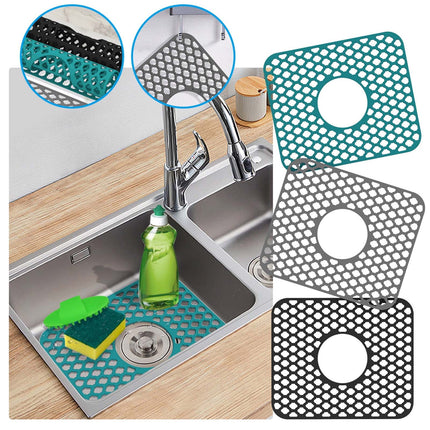 PALIFEUR Sink Protectors for Kitchen Sink, Silicone Kitchen Sink Mat, 13.6" x 15.6" Sink Mat Protects Sink from Stains, Damage, Scratches, Dishwasher Safe Sink Grids, Sink Mat, for Kitchen Green.