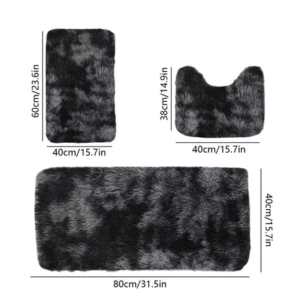 Tyidzon 5Pc Bath Mats for Bathroom, Quick-Dry Bathroom Rugs Sets Washable Non-Slip Bath Mat Ultra Soft Absorbent with U-Shaped Toilet for Bathroom, Tub, Shower, Gray 01-Black.