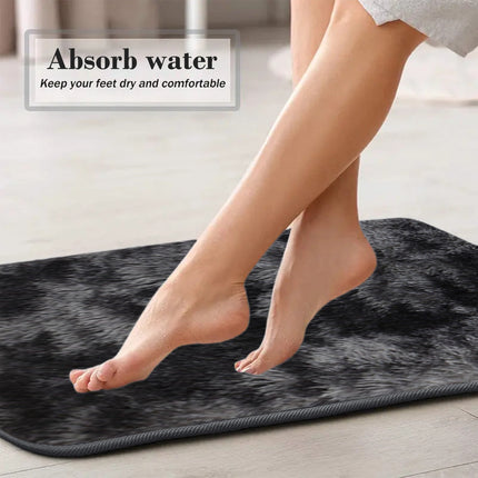 Tyidzon 5Pc Bath Mats for Bathroom, Quick-Dry Bathroom Rugs Sets Washable Non-Slip Bath Mat Ultra Soft Absorbent with U-Shaped Toilet for Bathroom, Tub, Shower, Gray 01-Black.