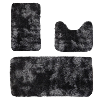 Tyidzon 5Pc Bath Mats for Bathroom, Quick-Dry Bathroom Rugs Sets Washable Non-Slip Bath Mat Ultra Soft Absorbent with U-Shaped Toilet for Bathroom, Tub, Shower, Gray 01-Black.