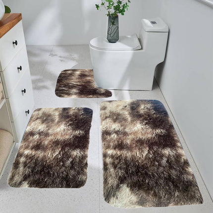 Tyidzon 5Pc Bath Mats for Bathroom, Quick-Dry Bathroom Rugs Sets Washable Non-Slip Bath Mat Ultra Soft Absorbent with U-Shaped Toilet for Bathroom, Tub, Shower, Gray 01-Brown.