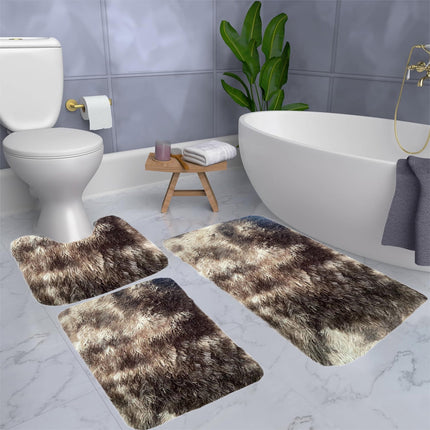 Tyidzon 5Pc Bath Mats for Bathroom, Quick-Dry Bathroom Rugs Sets Washable Non-Slip Bath Mat Ultra Soft Absorbent with U-Shaped Toilet for Bathroom, Tub, Shower, Gray 01-Brown.