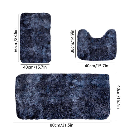 Tyidzon 5Pc Bath Mats for Bathroom, Quick-Dry Bathroom Rugs Sets Washable Non-Slip Bath Mat Ultra Soft Absorbent with U-Shaped Toilet for Bathroom, Tub, Shower, Gray 01-Dark Blue.