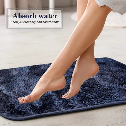 Tyidzon 5Pc Bath Mats for Bathroom, Quick-Dry Bathroom Rugs Sets Washable Non-Slip Bath Mat Ultra Soft Absorbent with U-Shaped Toilet for Bathroom, Tub, Shower, Gray 01-Dark Blue.