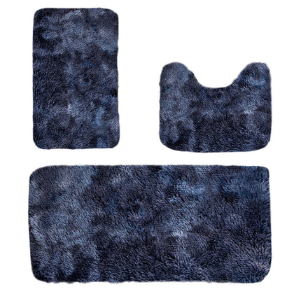 Tyidzon 5Pc Bath Mats for Bathroom, Quick-Dry Bathroom Rugs Sets Washable Non-Slip Bath Mat Ultra Soft Absorbent with U-Shaped Toilet for Bathroom, Tub, Shower, Gray 01-Dark Blue.