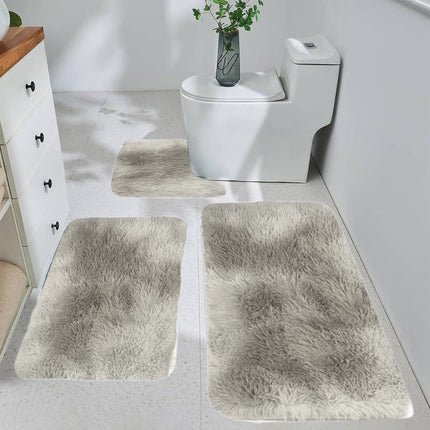 Tyidzon 5Pc Bath Mats for Bathroom, Quick-Dry Bathroom Rugs Sets Washable Non-Slip Bath Mat Ultra Soft Absorbent with U-Shaped Toilet for Bathroom, Tub, Shower, Gray 01-Gray.