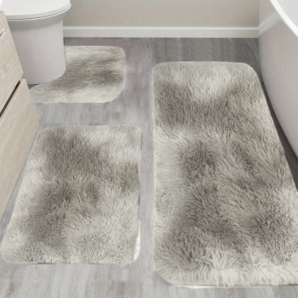 Tyidzon 5Pc Bath Mats for Bathroom, Quick-Dry Bathroom Rugs Sets Washable Non-Slip Bath Mat Ultra Soft Absorbent with U-Shaped Toilet for Bathroom, Tub, Shower, Gray 01-Gray.