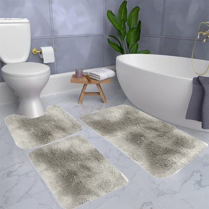 Tyidzon 5Pc Bath Mats for Bathroom, Quick-Dry Bathroom Rugs Sets Washable Non-Slip Bath Mat Ultra Soft Absorbent with U-Shaped Toilet for Bathroom, Tub, Shower, Gray 01-Gray.