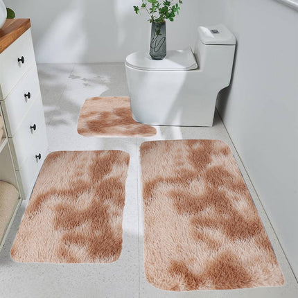 Tyidzon 5Pc Bath Mats for Bathroom, Quick-Dry Bathroom Rugs Sets Washable Non-Slip Bath Mat Ultra Soft Absorbent with U-Shaped Toilet for Bathroom, Tub, Shower, Gray 01-Khaki.