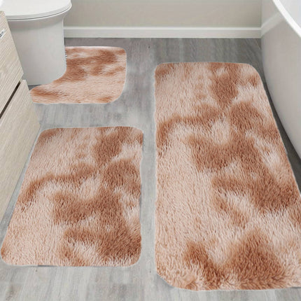 Tyidzon 5Pc Bath Mats for Bathroom, Quick-Dry Bathroom Rugs Sets Washable Non-Slip Bath Mat Ultra Soft Absorbent with U-Shaped Toilet for Bathroom, Tub, Shower, Gray 01-Khaki.