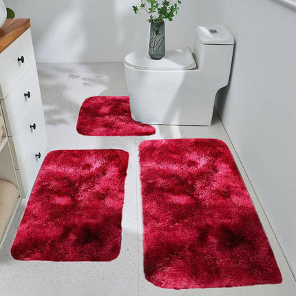 Tyidzon 5Pc Bath Mats for Bathroom, Quick-Dry Bathroom Rugs Sets Washable Non-Slip Bath Mat Ultra Soft Absorbent with U-Shaped Toilet for Bathroom, Tub, Shower, Gray 01-Red.