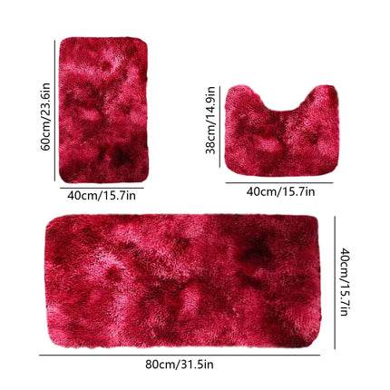 Tyidzon 5Pc Bath Mats for Bathroom, Quick-Dry Bathroom Rugs Sets Washable Non-Slip Bath Mat Ultra Soft Absorbent with U-Shaped Toilet for Bathroom, Tub, Shower, Gray 01-Red.