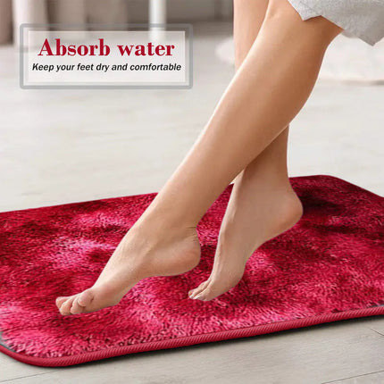 Tyidzon 5Pc Bath Mats for Bathroom, Quick-Dry Bathroom Rugs Sets Washable Non-Slip Bath Mat Ultra Soft Absorbent with U-Shaped Toilet for Bathroom, Tub, Shower, Gray 01-Red.