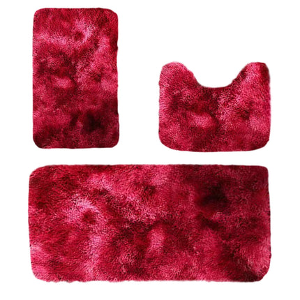 Tyidzon 5Pc Bath Mats for Bathroom, Quick-Dry Bathroom Rugs Sets Washable Non-Slip Bath Mat Ultra Soft Absorbent with U-Shaped Toilet for Bathroom, Tub, Shower, Gray 01-Red.