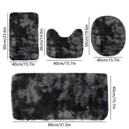 Tyidzon 5Pc Bath Mats for Bathroom, Quick-Dry Bathroom Rugs Sets Washable Non-Slip Bath Mat Ultra Soft Absorbent with U-Shaped Toilet for Bathroom, Tub, Shower, Gray 02-Black.
