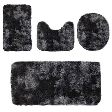 Tyidzon 5Pc Bath Mats for Bathroom, Quick-Dry Bathroom Rugs Sets Washable Non-Slip Bath Mat Ultra Soft Absorbent with U-Shaped Toilet for Bathroom, Tub, Shower, Gray 02-Black.