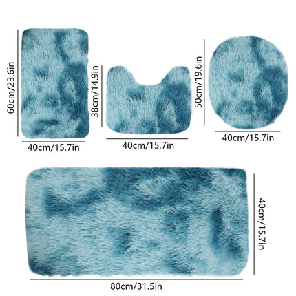 Tyidzon 5Pc Bath Mats for Bathroom, Quick-Dry Bathroom Rugs Sets Washable Non-Slip Bath Mat Ultra Soft Absorbent with U-Shaped Toilet for Bathroom, Tub, Shower, Gray 02-Blue.