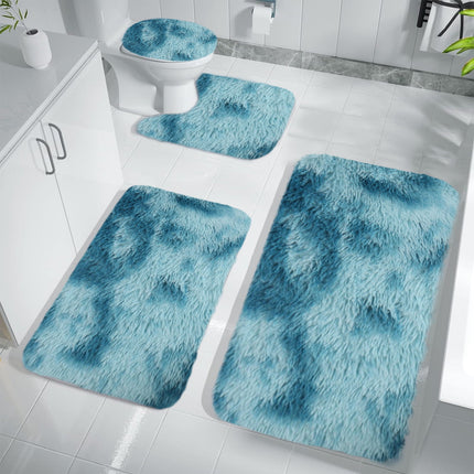 Tyidzon 5Pc Bath Mats for Bathroom, Quick-Dry Bathroom Rugs Sets Washable Non-Slip Bath Mat Ultra Soft Absorbent with U-Shaped Toilet for Bathroom, Tub, Shower, Gray 02-Blue.