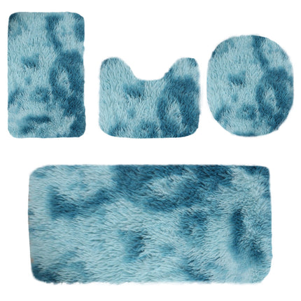 Tyidzon 5Pc Bath Mats for Bathroom, Quick-Dry Bathroom Rugs Sets Washable Non-Slip Bath Mat Ultra Soft Absorbent with U-Shaped Toilet for Bathroom, Tub, Shower, Gray 02-Blue.
