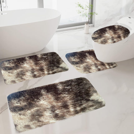 Tyidzon 5Pc Bath Mats for Bathroom, Quick-Dry Bathroom Rugs Sets Washable Non-Slip Bath Mat Ultra Soft Absorbent with U-Shaped Toilet for Bathroom, Tub, Shower, Gray 02-Brown.