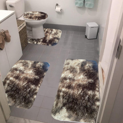Tyidzon 5Pc Bath Mats for Bathroom, Quick-Dry Bathroom Rugs Sets Washable Non-Slip Bath Mat Ultra Soft Absorbent with U-Shaped Toilet for Bathroom, Tub, Shower, Gray 02-Brown.