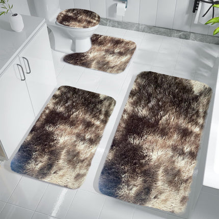 Tyidzon 5Pc Bath Mats for Bathroom, Quick-Dry Bathroom Rugs Sets Washable Non-Slip Bath Mat Ultra Soft Absorbent with U-Shaped Toilet for Bathroom, Tub, Shower, Gray 02-Brown.