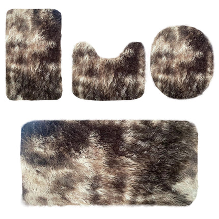 Tyidzon 5Pc Bath Mats for Bathroom, Quick-Dry Bathroom Rugs Sets Washable Non-Slip Bath Mat Ultra Soft Absorbent with U-Shaped Toilet for Bathroom, Tub, Shower, Gray 02-Brown.