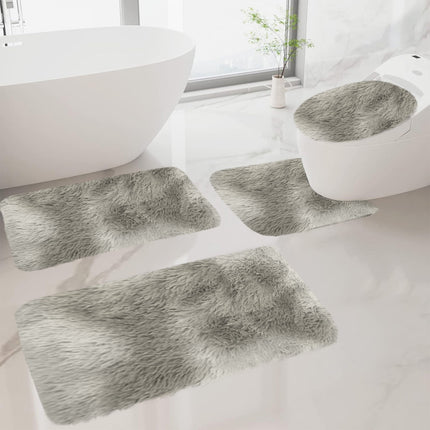 Tyidzon 5Pc Bath Mats for Bathroom, Quick-Dry Bathroom Rugs Sets Washable Non-Slip Bath Mat Ultra Soft Absorbent with U-Shaped Toilet for Bathroom, Tub, Shower, Gray 02-Gray.
