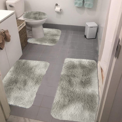 Tyidzon 5Pc Bath Mats for Bathroom, Quick-Dry Bathroom Rugs Sets Washable Non-Slip Bath Mat Ultra Soft Absorbent with U-Shaped Toilet for Bathroom, Tub, Shower, Gray 02-Gray.